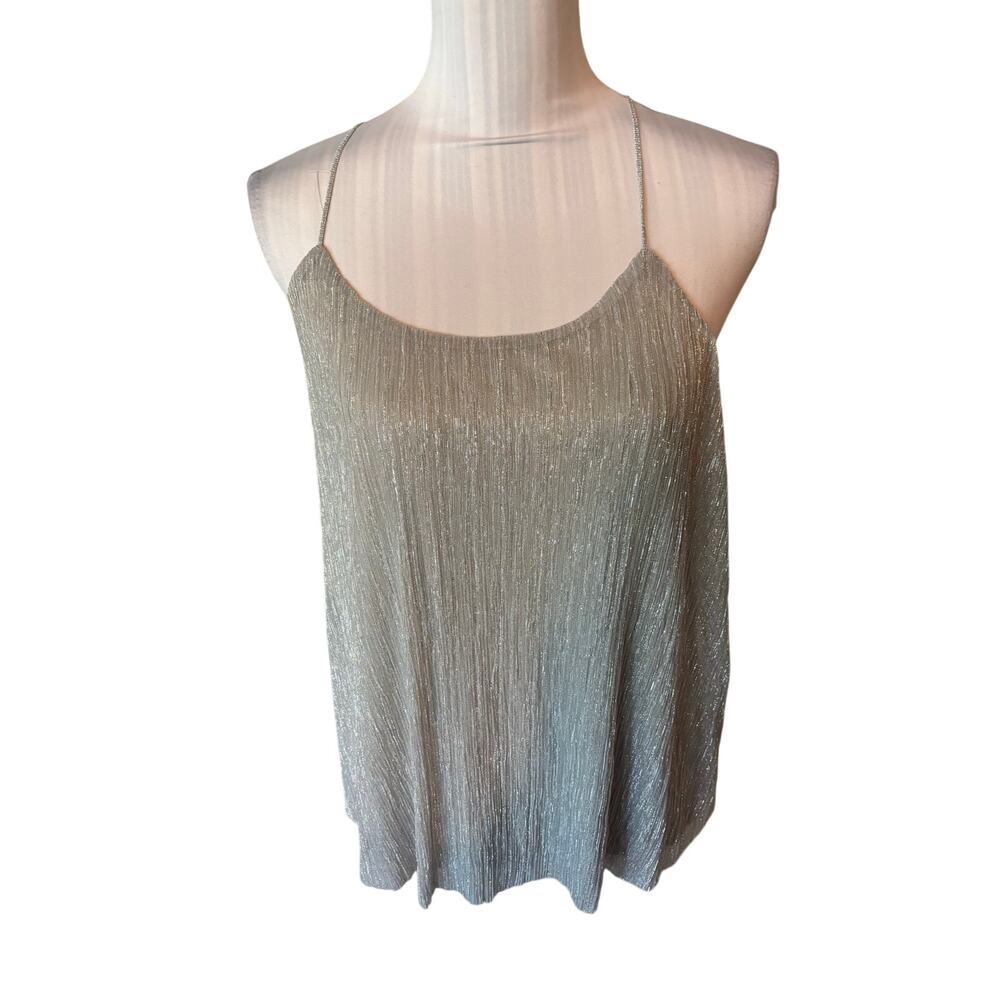 New York & Company Silver Shimmering Cami Tank Size XS